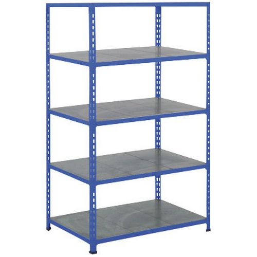 Metalowe regały bezśrubowe Rapid 2 - Regał metalowy Rapid 2, 198 x 91,5 x 61 cm, 190 kg/półkę, 5 półek stalowych, niebieski