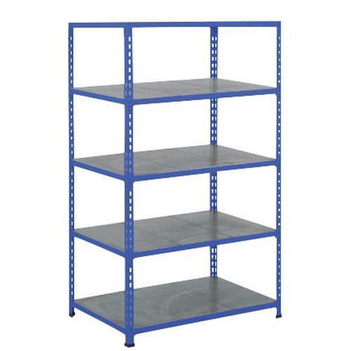 Metalowe regały bezśrubowe Rapid 2 - Regał metalowy Rapid 2, 198 x 91,5 x 45,5 cm, 180 kg/półkę, 5 półek stalowych, niebieski
