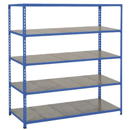 Metalowe regały bezśrubowe Rapid 2 - Regał metalowy Rapid 2, 198 x 122 x 61 cm, 125 kg/półkę, 5 półek stalowych, niebieski