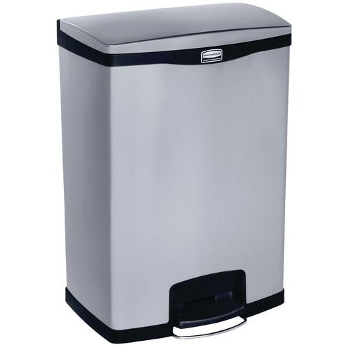 Pojemnik Slim Jim Step On Front Step stal nierdzewna 90 l_Rubbermaid - Pojemnik Slim Jim Step On Front Step 90 l matowa stal nierdzewna, czarny