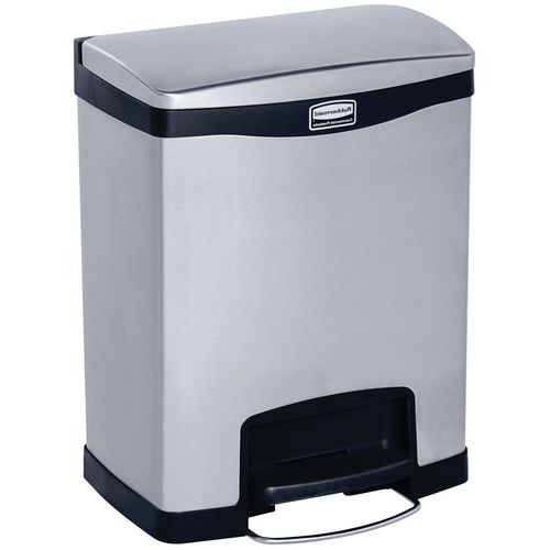 Pojemnik Slim Jim Step On Front Step stal nierdzewna do sortowania 30 l_Rubbermaid - Pojemnik Slim Jim Step On Front Step 30 l matowa stal nierdzewna,