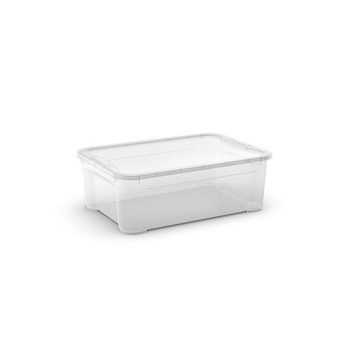Plastikowe pojemniki do przechowywania, z pokrywą, przezroczyste - Plastikowy pojemnik z pokrywą, przezroczysty, 31 l