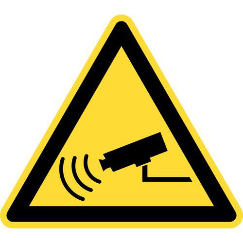 Znaki ostrzegawcze ostrzegające o niebezpieczeństwie - System kamer monitoringu - samoprzylepne - Znak ostrzegawczy z ostrzeżeniem o niebezpieczeństwi