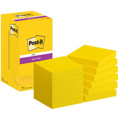 Karteczki samoprzylepne Post-it® Super Sticky Notes, żółte, 76×76 mm - Karteczki samoprzylepne Post-it® Super Sticky, żółte, 76×76 mm