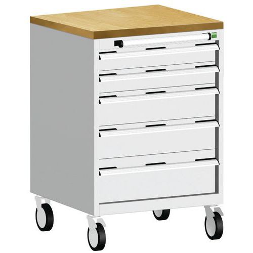 Komoda mobilna Bott Cubio, 99 x 65 x 65 cm, 5 szuflad, multipleks/linoleum/mata - Przenośna szafka z szufladami Bott Cubio, 99 x 65 x 65 cm, 5 szuflad