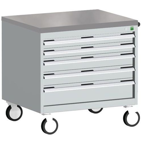 Komoda mobilna Bott Cubio, 79 x 80 x 65 cm, 5 szuflad, multipleks/linoleum/mat - Komoda mobilna Bott Cubio, 79 x 80 x 65 cm, 5 szuflad, linoleum, szar