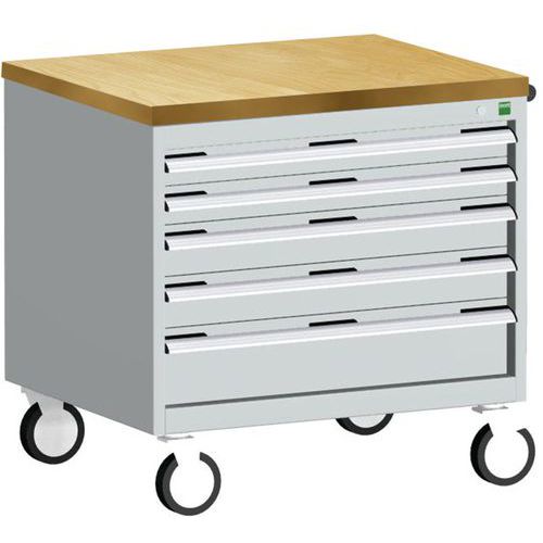Komoda mobilna Bott Cubio, 79 x 80 x 65 cm, 5 szuflad, multipleks/linoleum/mat - Przenośna szafka z szufladami Bott Cubio, 79 x 80 x 65 cm, 5 szuflad,