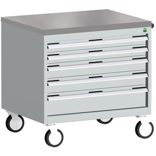 Komoda mobilna Bott Cubio, 79 x 80 x 65 cm, 5 szuflad, multipleks/linoleum/mat - Komoda mobilna Bott Cubio, 79 x 80 x 65 cm, 5 szuflad, linoleum, szar