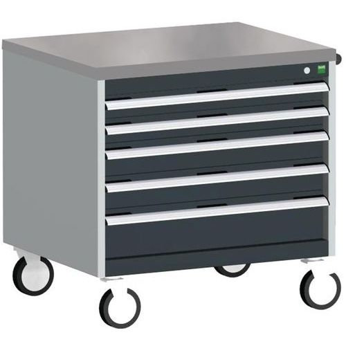 Komoda mobilna Bott Cubio, 79 x 80 x 65 cm, 5 szuflad, multipleks/linoleum/mat - Komoda mobilna Bott Cubio, 79 x 80 x 65 cm, 5 szuflad, linoleum, szar