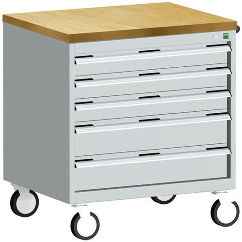 Komoda mobilna Bott Cubio, 89 x 80 x 65 cm, 5 szuflad, multipleks/linoleum/mat - Przenośna szafka z szufladami Bott Cubio, 89 x 80 x 65 cm, 5 szuflad,