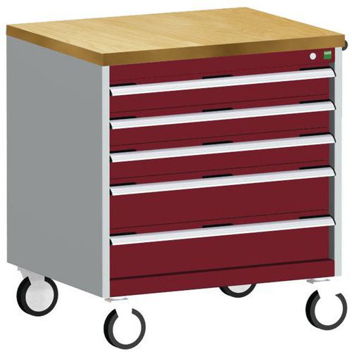 Komoda mobilna Bott Cubio, 89 x 80 x 65 cm, 5 szuflad, multipleks/linoleum/mat - Przenośna szafka z szufladami Bott Cubio, 89 x 80 x 65 cm, 5 szuflad,