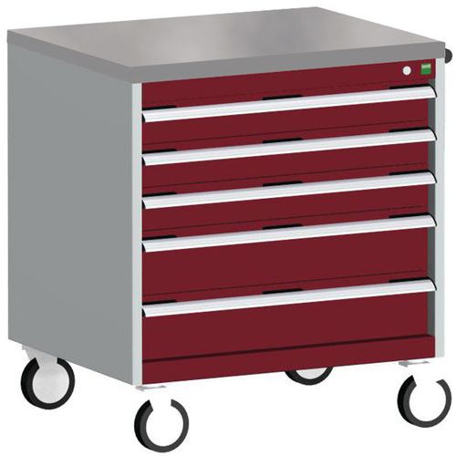 Komoda mobilna Bott Cubio, 89 x 80 x 65 cm, 5 szuflad, multipleks/linoleum/mat - Komoda mobilna Bott Cubio, 89 x 80 x 65 cm, 5 szuflad, linoleum, szar