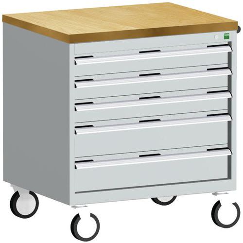Komoda mobilna Bott Cubio, 89 x 80 x 65 cm, 5 szuflad, multipleks/linoleum/mat - Przenośna szafka z szufladami Bott Cubio, 89 x 80 x 65 cm, 5 szuflad,
