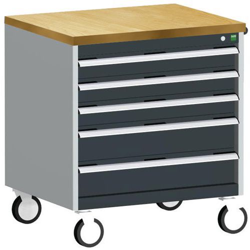 Komoda mobilna Bott Cubio, 89 x 80 x 65 cm, 5 szuflad, multipleks/linoleum/mat - Przenośna szafka z szufladami Bott Cubio, 89 x 80 x 65 cm, 5 szuflad,