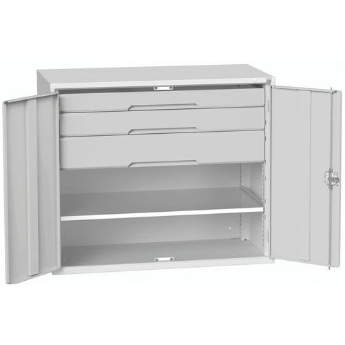 Szafki warsztatowe Bott Verso z szufladami, wysokość 100 cm - Szafka warsztatowa z szufladami Bott Verso, 100 x 130 x 55 cm, 1 półka, 3 szuflady, szar