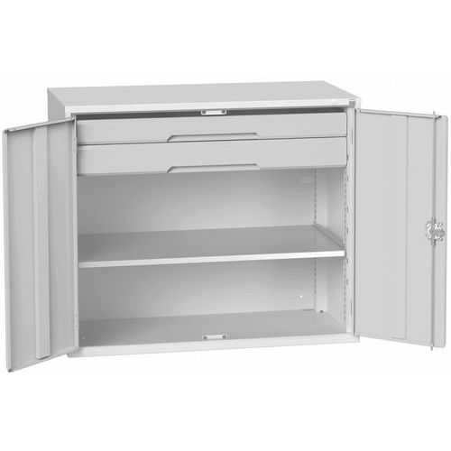 Szafki warsztatowe Bott Verso z szufladami, wysokość 100 cm - Szafka warsztatowa z szufladami Bott Verso, 100 x 130 x 55 cm, 1 półka, 2 szuflady, szar