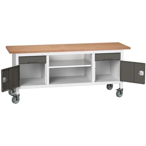 Przenośne stoły warsztatowe Bott Verso Storage, multipleks, szerokość 200 cm - Mobilny stół warsztatowy Bott Verso Storage, 200 x 60 x 83 cm, multiple