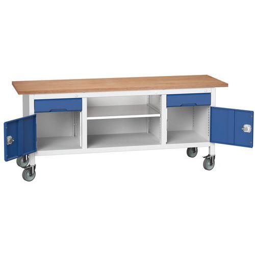 Przenośne stoły warsztatowe Bott Verso Storage, multipleks, szerokość 200 cm - Mobilny stół warsztatowy Bott Verso Storage, 200 x 60 x 83 cm, multiple
