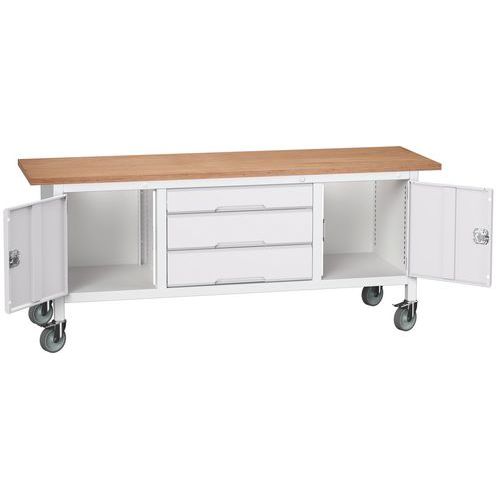 Przenośne stoły warsztatowe Bott Verso Storage, multipleks, szerokość 200 cm - Mobilny stół warsztatowy Bott Verso Storage, 200 x 60 x 83 cm, multiple