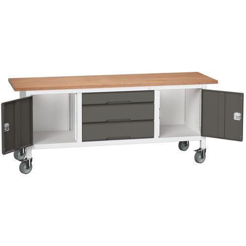 Przenośne stoły warsztatowe Bott Verso Storage, multipleks, szerokość 200 cm - Mobilny stół warsztatowy Bott Verso Storage, 200 x 60 x 83 cm, multiple