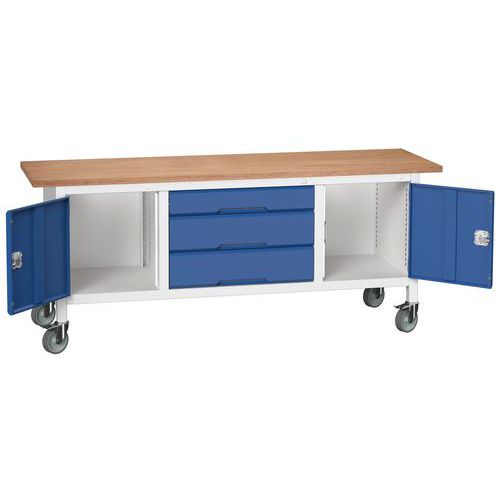 Przenośne stoły warsztatowe Bott Verso Storage, multipleks, szerokość 200 cm - Mobilny stół warsztatowy Bott Verso Storage, 200 x 60 x 83 cm, multiple