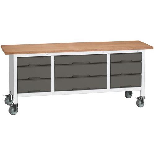 Przenośne stoły warsztatowe Bott Verso Storage, multipleks, szerokość 200 cm - Mobilny stół warsztatowy Bott Verso Storage, 200 x 60 x 83 cm, multiple