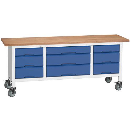 Przenośne stoły warsztatowe Bott Verso Storage, multipleks, szerokość 200 cm - Mobilny stół warsztatowy Bott Verso Storage, 200 x 60 x 83 cm, multiple