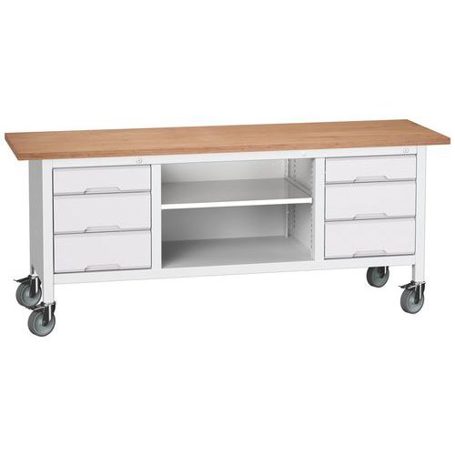 Przenośne stoły warsztatowe Bott Verso Storage, multipleks, szerokość 200 cm - Mobilny stół warsztatowy Bott Verso Storage, 200 x 60 x 83 cm, multiple