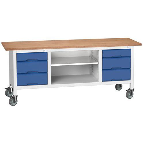 Przenośne stoły warsztatowe Bott Verso Storage, multipleks, szerokość 200 cm - Mobilny stół warsztatowy Bott Verso Storage, 200 x 60 x 83 cm, multiple