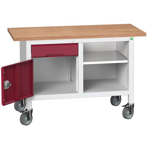 Przenośne stoły warsztatowe Bott Verso Storage, multipleks, szerokość 125 cm - Mobilny stół warsztatowy Bott Verso Storage, 125 x 60 x 83 cm, multiple