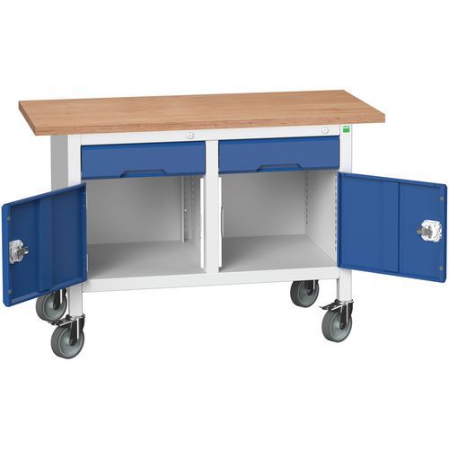 Przenośne stoły warsztatowe Bott Verso Storage, multipleks, szerokość 125 cm - Mobilny stół warsztatowy Bott Verso Storage, 125 x 60 x 83 cm, multiple
