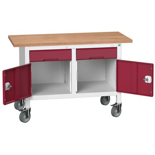 Przenośne stoły warsztatowe Bott Verso Storage, multipleks, szerokość 125 cm - Mobilny stół warsztatowy Bott Verso Storage, 125 x 60 x 83 cm, multiple