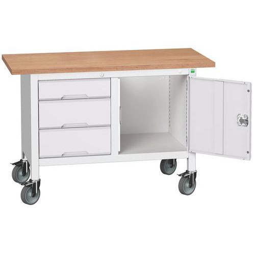 Przenośne stoły warsztatowe Bott Verso Storage, multipleks, szerokość 125 cm - Mobilny stół warsztatowy Bott Verso Storage, 125 x 60 x 83 cm, multiple