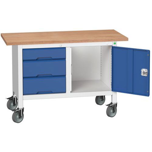 Przenośne stoły warsztatowe Bott Verso Storage, multipleks, szerokość 125 cm - Mobilny stół warsztatowy Bott Verso Storage, 125 x 60 x 83 cm, multiple