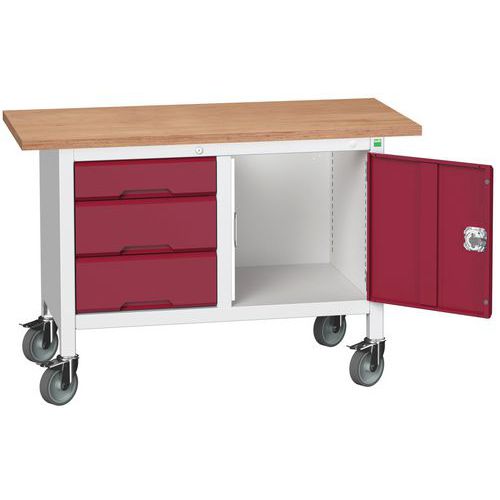Przenośne stoły warsztatowe Bott Verso Storage, multipleks, szerokość 125 cm - Mobilny stół warsztatowy Bott Verso Storage, 125 x 60 x 83 cm, multiple