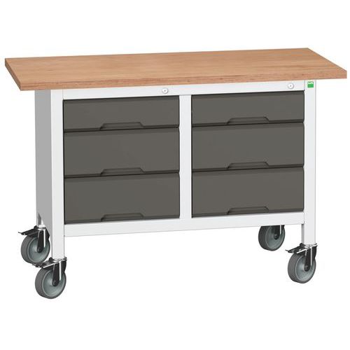 Przenośne stoły warsztatowe Bott Verso Storage, multipleks, szerokość 125 cm - Mobilny stół warsztatowy Bott Verso Storage, 125 x 60 x 83 cm, multiple