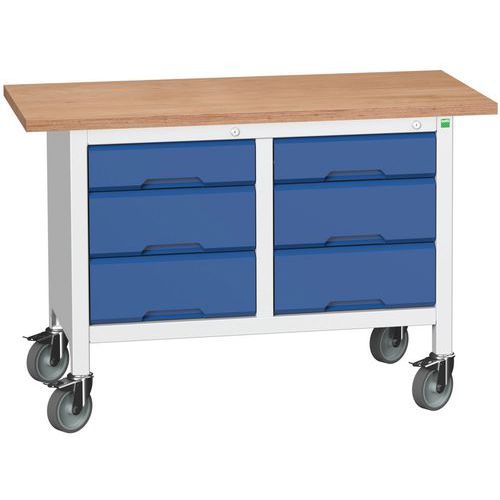 Przenośne stoły warsztatowe Bott Verso Storage, multipleks, szerokość 125 cm - Mobilny stół warsztatowy Bott Verso Storage, 125 x 60 x 83 cm, multiple