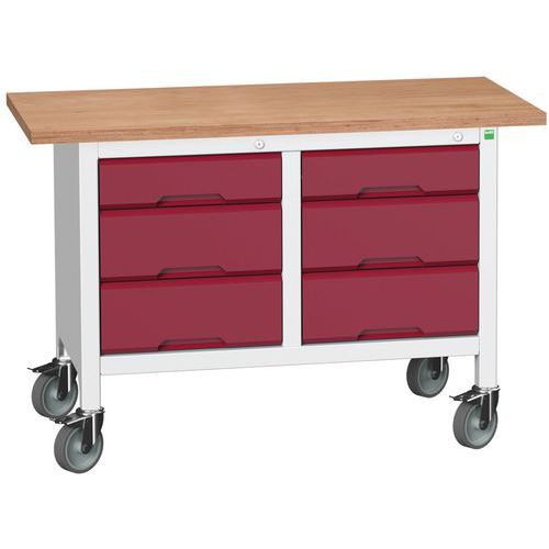 Przenośne stoły warsztatowe Bott Verso Storage, multipleks, szerokość 125 cm - Mobilny stół warsztatowy Bott Verso Storage, 125 x 60 x 83 cm, multiple
