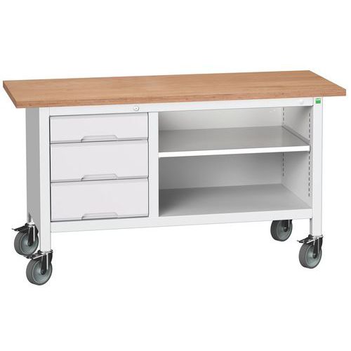 Przenośne stoły warsztatowe Bott Verso Storage, multipleks, szerokość 150 cm - Mobilny stół warsztatowy Bott Verso Storage, 150 x 60 x 83 cm, multiple