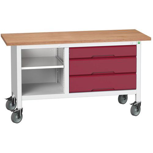 Przenośne stoły warsztatowe Bott Verso Storage, multipleks, szerokość 150 cm - Mobilny stół warsztatowy Bott Verso Storage, 150 x 60 x 83 cm, multiple