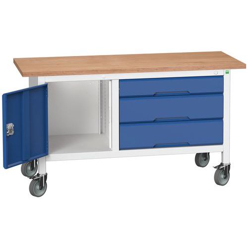 Przenośne stoły warsztatowe Bott Verso Storage, multipleks, szerokość 150 cm - Mobilny stół warsztatowy Bott Verso Storage, 150 x 60 x 83 cm, multiple