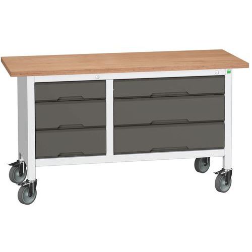 Przenośne stoły warsztatowe Bott Verso Storage, multipleks, szerokość 150 cm - Mobilny stół warsztatowy Bott Verso Storage, 150 x 60 x 83 cm, multiple