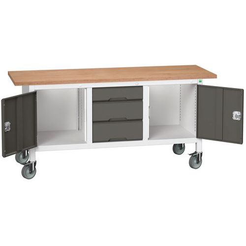 Przenośne stoły warsztatowe Bott Verso Storage, multipleks, szerokość 175 cm - Mobilny stół warsztatowy Bott Verso Storage, 175 x 60 x 83 cm, multiple