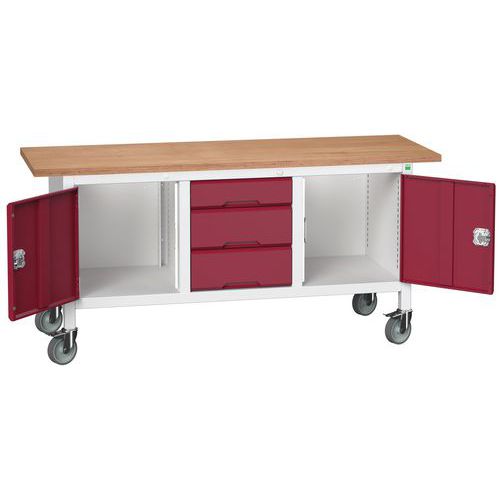 Przenośne stoły warsztatowe Bott Verso Storage, multipleks, szerokość 175 cm - Mobilny stół warsztatowy Bott Verso Storage, 175 x 60 x 83 cm, multiple