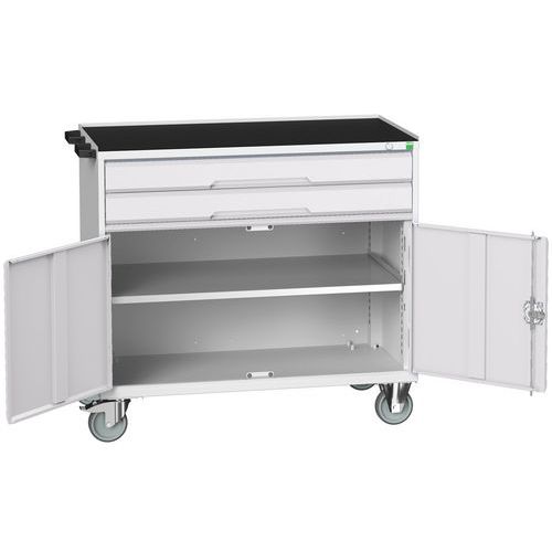 Stoły z szufladami mobilnymi Bott Verso, 98 x 80/105 x 55/60 cm, 2 szuflady, szafka, multipleks/linoleum/mata - Biurko mobilne Bott Verso z szufladami