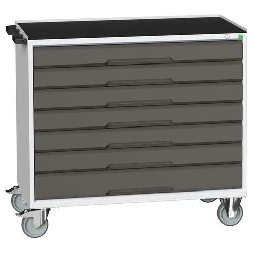 Stoły z szufladami mobilnymi Bott Verso, 98 x 80/105 x 55/60 cm, 7 szuflad, multipleks/linoleum/mat - Biurko mobilne Bott Verso z szufladami, 96,5 x 1