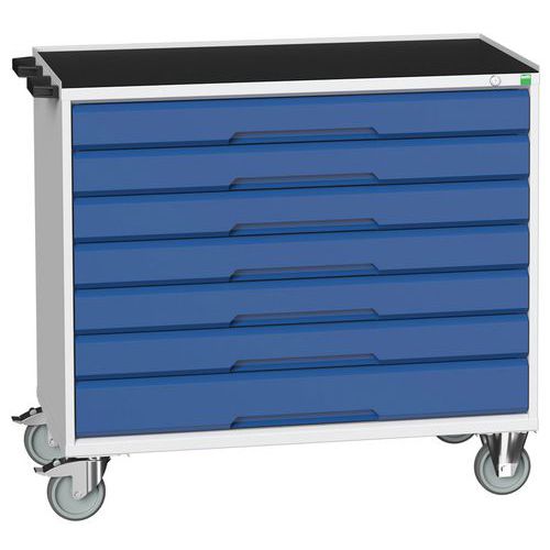 Stoły z szufladami mobilnymi Bott Verso, 98 x 80/105 x 55/60 cm, 7 szuflad, multipleks/linoleum/mat - Biurko mobilne Bott Verso z szufladami, 96,5 x 1