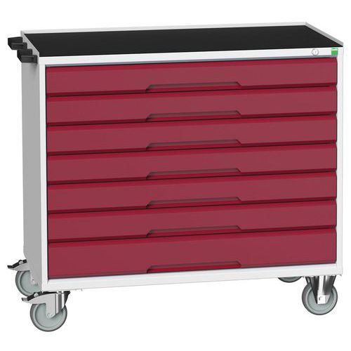 Stoły z szufladami mobilnymi Bott Verso, 98 x 80/105 x 55/60 cm, 7 szuflad, multipleks/linoleum/mat - Biurko mobilne Bott Verso z szufladami, 96,5 x 1