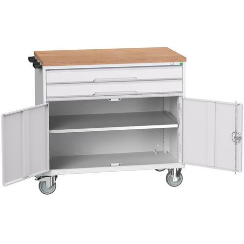 Stoły z szufladami mobilnymi Bott Verso, 98 x 80/105 x 55/60 cm, 2 szuflady, szafka, multipleks/linoleum/mata - Biurko mobilne Bott Verso z szufladami