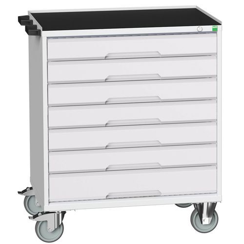 Stoły z szufladami mobilnymi Bott Verso, 98 x 80/105 x 55/60 cm, 7 szuflad, multipleks/linoleum/mat - Biurko mobilne Bott Verso z szufladami, 96,5 x 8